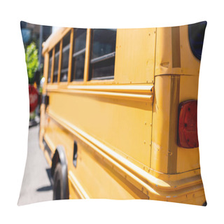 Personality  Partial View Of Traditional School Bus With Stop Sign Pillow Covers