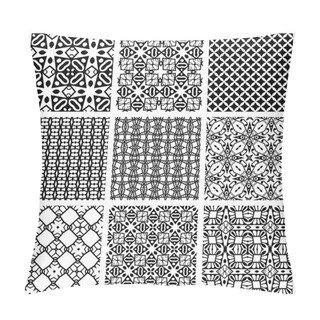 Personality  Black And White Set Of Seamless Geometric Patterns, Simple Design Elements Collection, Monochrome Background Pillow Covers