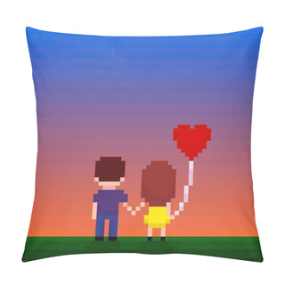 Personality  Pixel Romantic  Couple Icon Pillow Covers