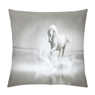 Personality  White Horse Running Through Water Pillow Covers