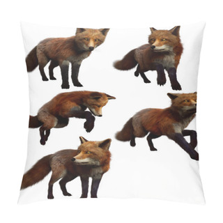 Personality  Fantasy Red Foxes In Action Poses, CGI Render Pillow Covers