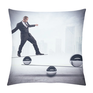 Personality  Businessman Balancing On Boards Pillow Covers
