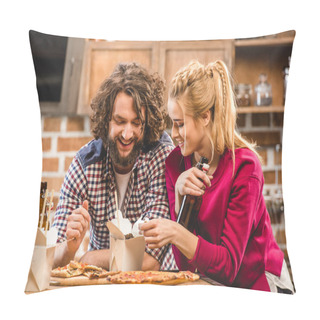 Personality  Couple Eating Noodles Pillow Covers
