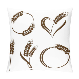 Personality  Set Of Abstract Wheat Ears Icons Pillow Covers