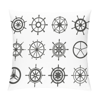 Personality  Vector Rudder Flat Icons Set Pillow Covers