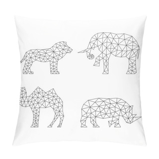 Personality  Geometric Animals Silhouettes.  Set Of Polygons Pillow Covers