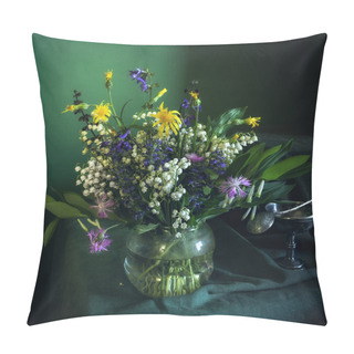Personality  Still Life With Wildflowers. Spring Motley Grass. Pillow Covers