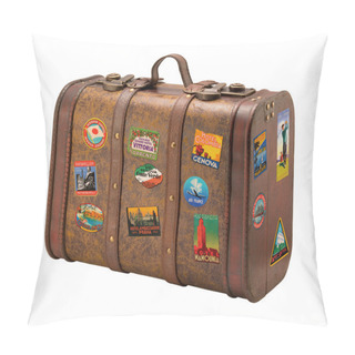 Personality  Old Suitcase Travel Stickers Isolated With A Clipping Path Pillow Covers