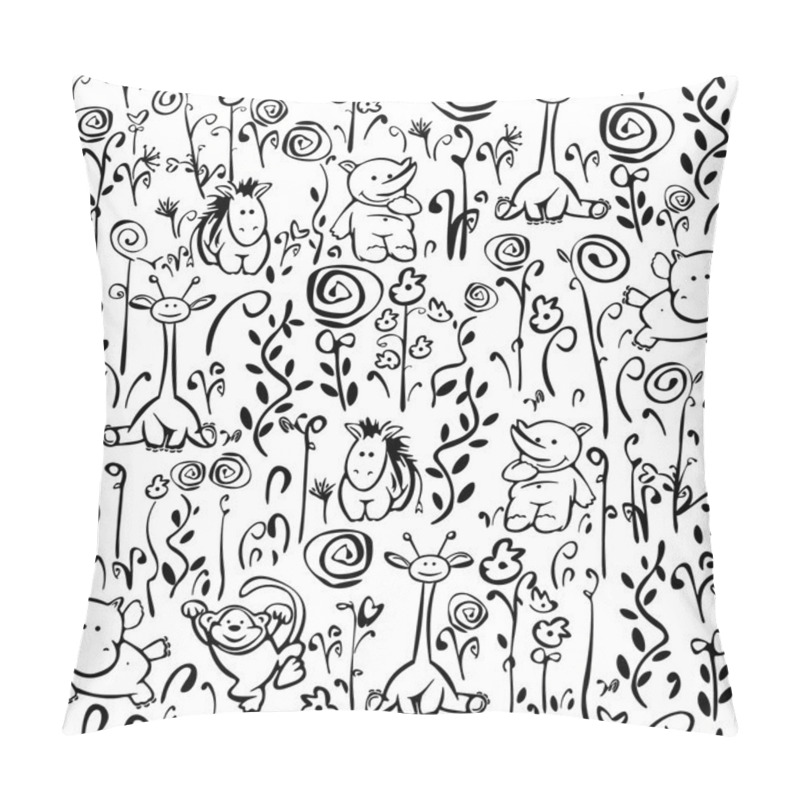 Personality  Seamless Cute Pattern Of Flora And Fauna Pillow Covers