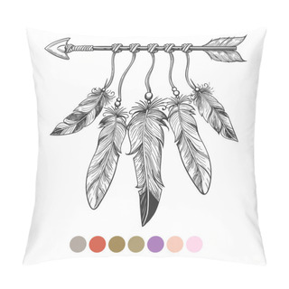 Personality  Colorng Tribal Arrow And Feathers Pillow Covers
