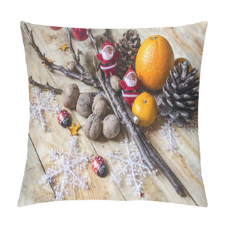 Personality  Tangerines, Oranges, Nuts With Cones And Toys On  Boards Pillow Covers
