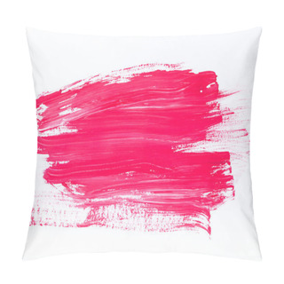 Personality  Abstract Painting With Bright Pink Brush Strokes On White  Pillow Covers