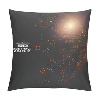 Personality  Point And Curve Constructed The Sphere Wireframe, Technological Sense Abstract Illustration. Pillow Covers