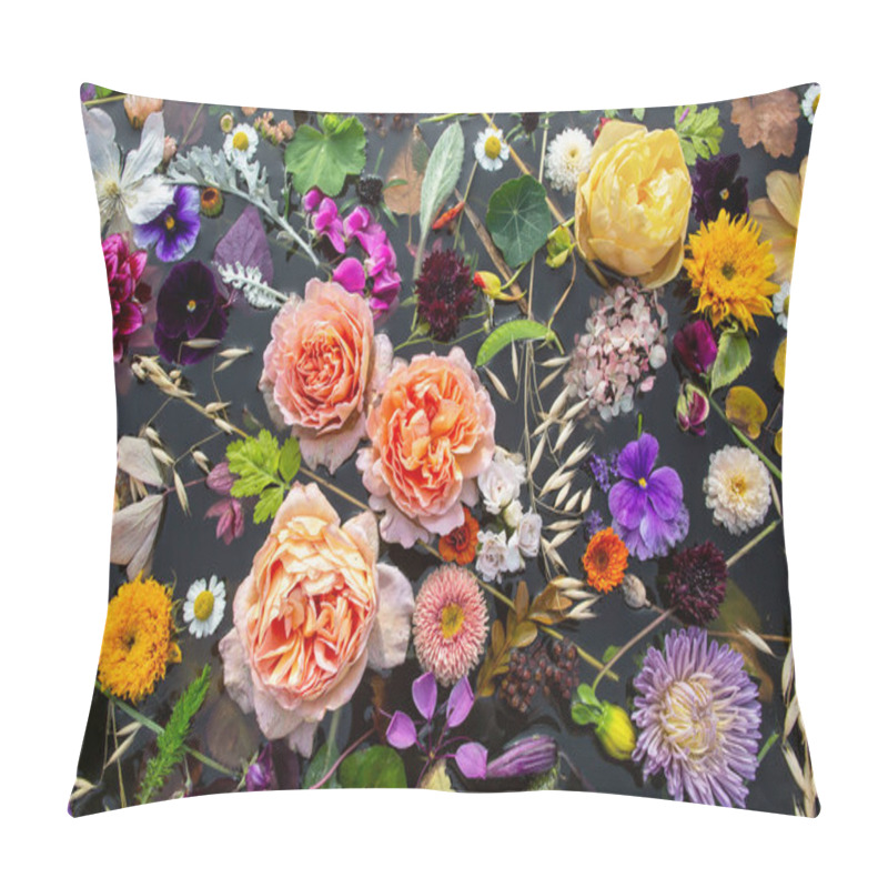 Personality  Multicolor summer flowers on a sunny day ,top view pillow covers