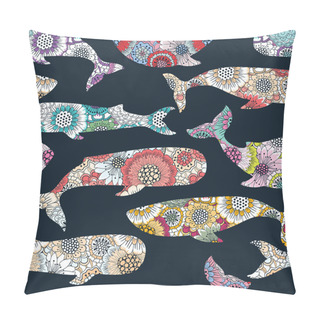 Personality  Floral Whales Seamless Pattern Pillow Covers