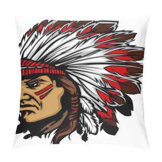 Personality  Indian Chief Mascot Head Vector Graphic Pillow Covers