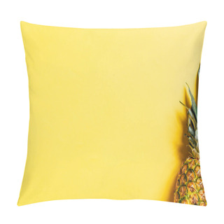 Personality  Top View Of Fresh Ripe Pineapple On Yellow Background With Copy Space Pillow Covers