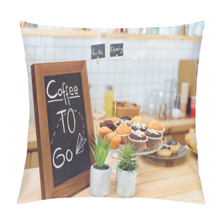 Personality  Coffee To Go Inscription On Board Pillow Covers