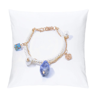 Personality  Bracelet With Pearls And Pendants Isolated On White Pillow Covers