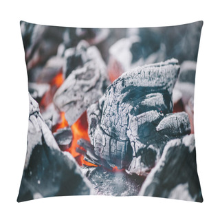 Personality  Selective Focus Of Hot Burning Coals In Ash Pillow Covers