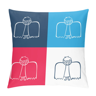 Personality  Boy With Halloween Winged Costume Blue And Red Four Color Minimal Icon Set Pillow Covers