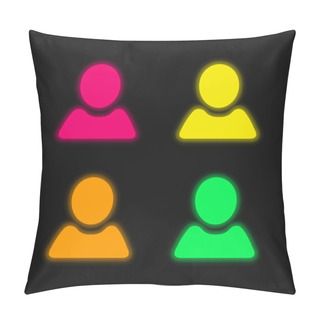 Personality  Black User Shape Four Color Glowing Neon Vector Icon Pillow Covers