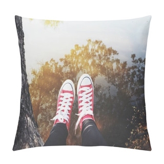 Personality  Selfie Of Red Sneakers Lifestyle So Cool Pillow Covers