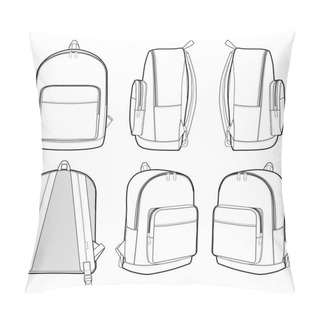 Personality  Backpack Fashion Flat Technical Drawing Vector Template Pillow Covers