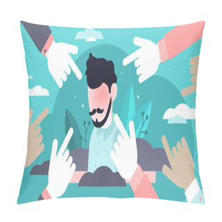 Personality  Shame Vector Illustration. Flat Tiny Negative Self Emotion Persons Concept. Pillow Covers