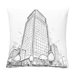 Personality  Vector Drawing Of City Street High Rise Building Pillow Covers