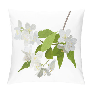 Personality  The Blossoming Season. Blooming Tree With Delicate White Flowers. Twig With Flower Buds. Pillow Covers