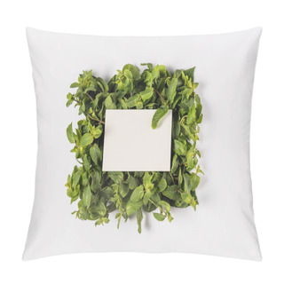 Personality  Blank Card On Mint Leaves Pillow Covers