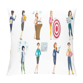 Personality  Business Woman, Stewardess, Doctor Profession Set. Pillow Covers