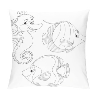 Personality  Coral Fishes And Seahorse Pillow Covers