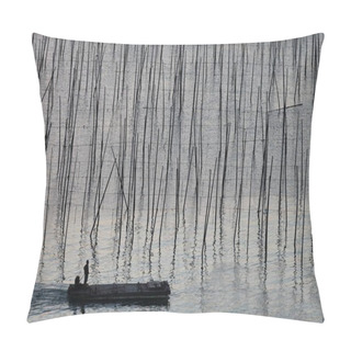 Personality  A Beautiful View Of The Silhouette Of A Man On A Fishing Boat In The Ocean In Xia Pu, China Pillow Covers