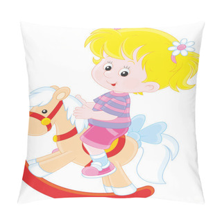 Personality  Girl And Toy Horse Pillow Covers