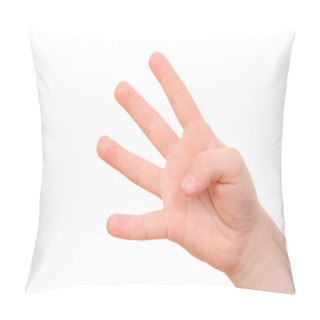 Personality  Hand Counting - Four Fingers Of Kid's Hand Isolated On White Pillow Covers