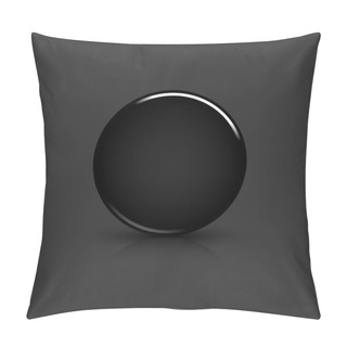 Personality  Black Blank Glossy Round Button With Shadow And Reflection On Grayscale Background. This Vector Illustration Created And Saved In 8 Eps Pillow Covers