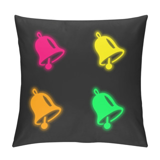 Personality  Bell Four Color Glowing Neon Vector Icon Pillow Covers