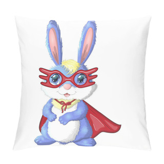 Personality  Cartoon Rabbit, Hare Superhero In Red Cloak And Mask. Cute Childish Character, Easter, Spring, Symbol Of 2023 Chinese New Year Pillow Covers