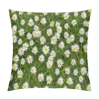 Personality  A Beautiful Abstract Of Meadow Daisies With Oil Painting Effect Pillow Covers