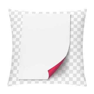 Personality  Red Page Curl On Empty Sheet Paper With Shadow. Realistic Blank Folded Page On Transparent Background. Vector Illustration Pillow Covers