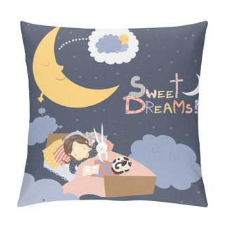 Personality  Little Girl Sleeping With Cat Pillow Covers