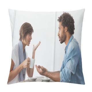 Personality  Casual Couple Having Coffee Together Pillow Covers