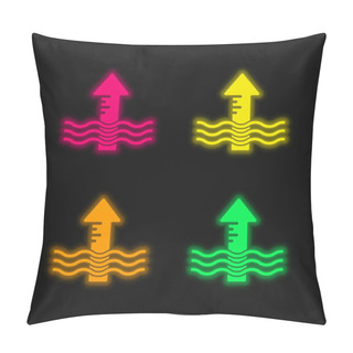 Personality  Arrow Four Color Glowing Neon Vector Icon Pillow Covers