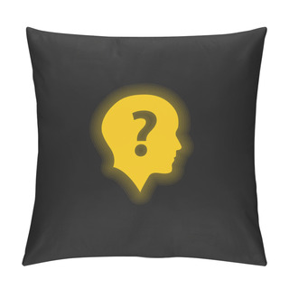 Personality  Bald Head With Question Mark Yellow Glowing Neon Icon Pillow Covers