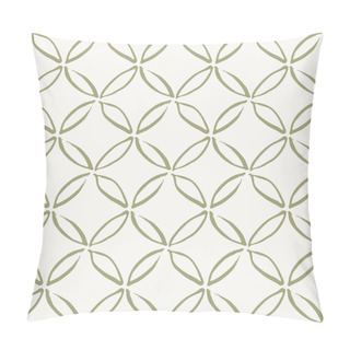 Personality  Four Petal Flower Block Print Seamless Vector Pattern. Geometric Style Simple Hand Painted Four Petal Flowers Giving A Block Print Effect On White  Background.  Pillow Covers