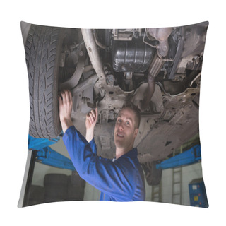 Personality  Auto Mechanic Working Under Car Pillow Covers