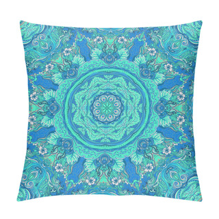 Personality  Detailed Floral Silk Scarf Design. Round Shaped Ornate Pattern.  Pillow Covers
