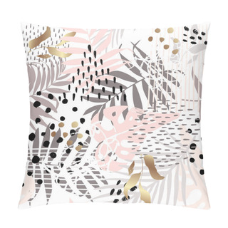 Personality  Seamless Exotic Pattern With Tropical Plants And Pink Gold Eleme Pillow Covers